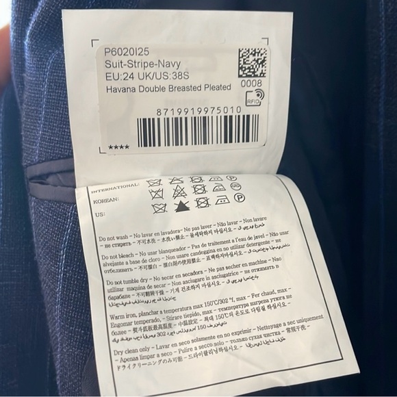 Suitsupply Havana Blue Pinstripe Double Breasted 38S Suit - Picture 7 of 8